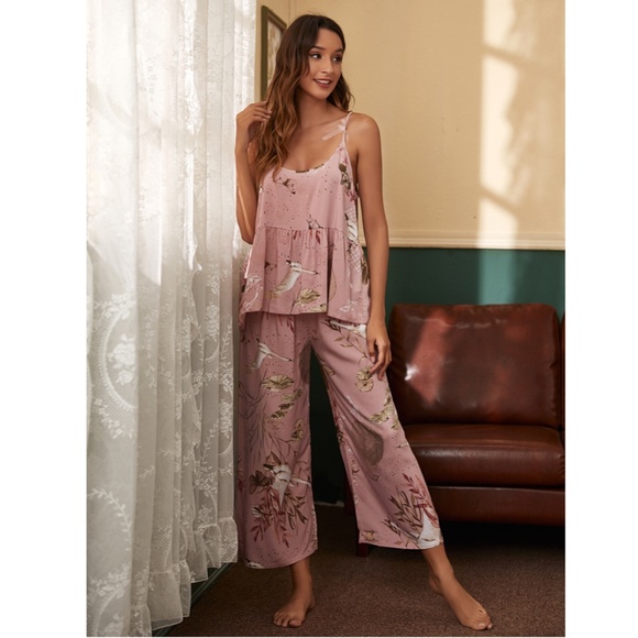 3 Piece Pink Floral/Animal Print Pajama Set - Picture 4 of 9